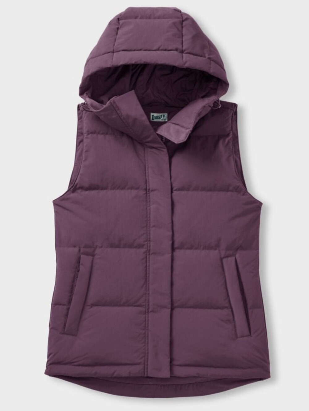 Duluth Ruffer Puffer Hooded Down Vest Womens M Elderberry Waterproof Outdoor